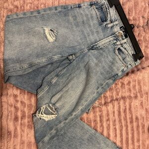 GAP Frayed Hem Distressed High Waisted Wide Leg Denim